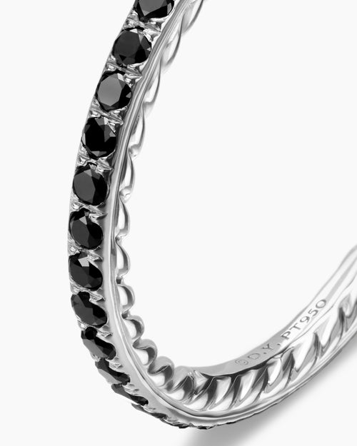 Womens DY Eden Band Ring in Platinum with Pavé Black Diamonds, 1.85mm