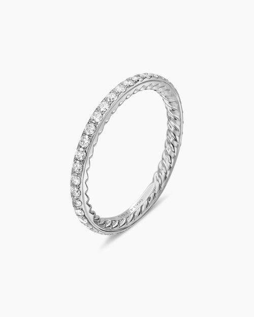 Womens DY Eden Band Ring in Platinum with Pavé, 1.85mm