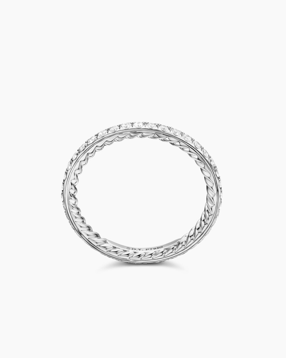 Womens DY Eden Band Ring in Platinum with Pavé, 1.85mm