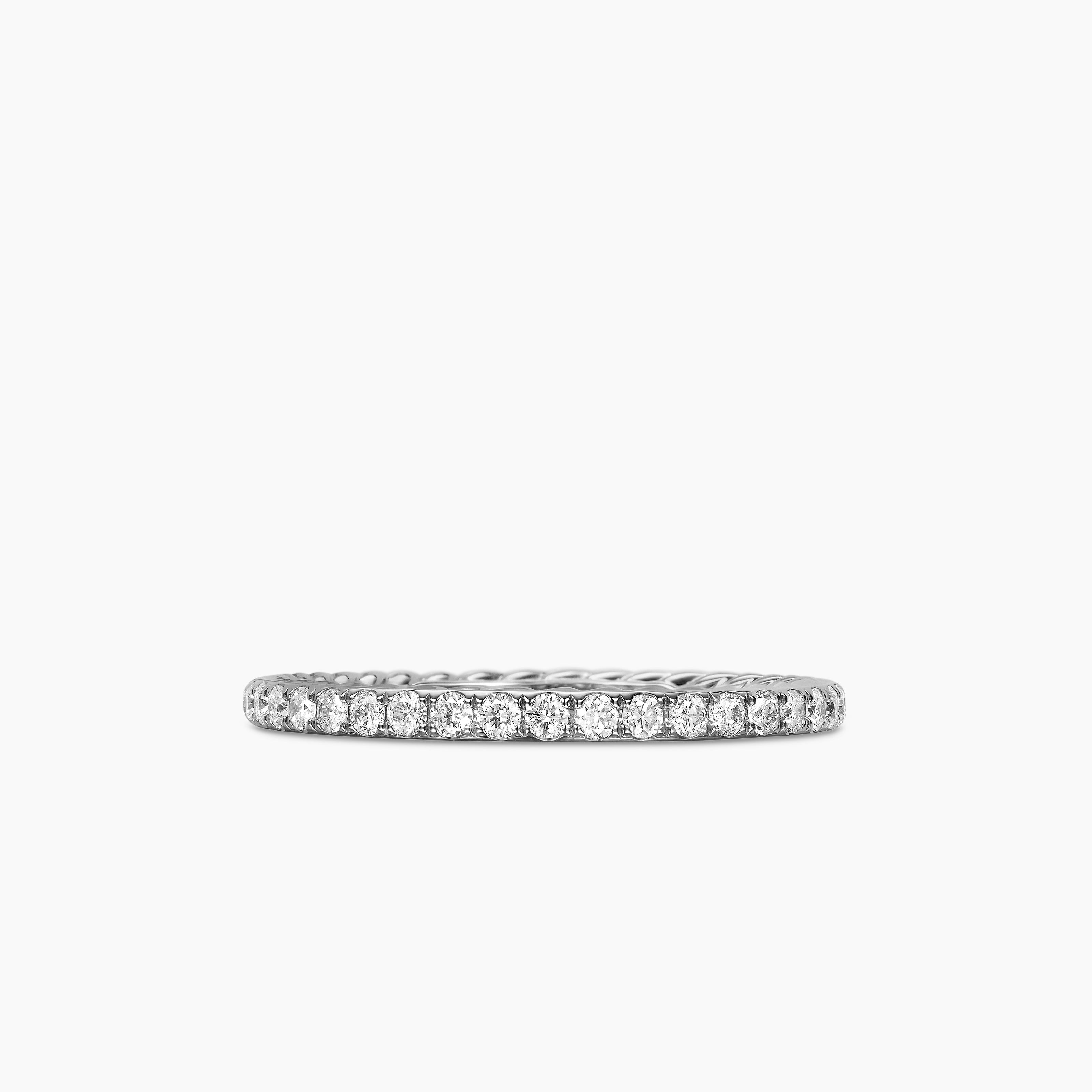 Womens DY Eden Band Ring in Platinum with Pav&eacute;, 1.85mm
