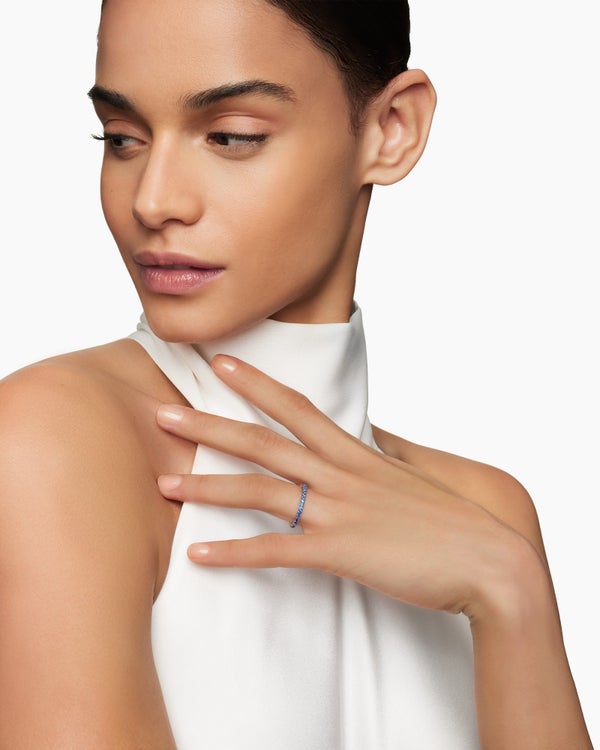 Anneau DY Eden en platine avec pavé, 1,85 mm