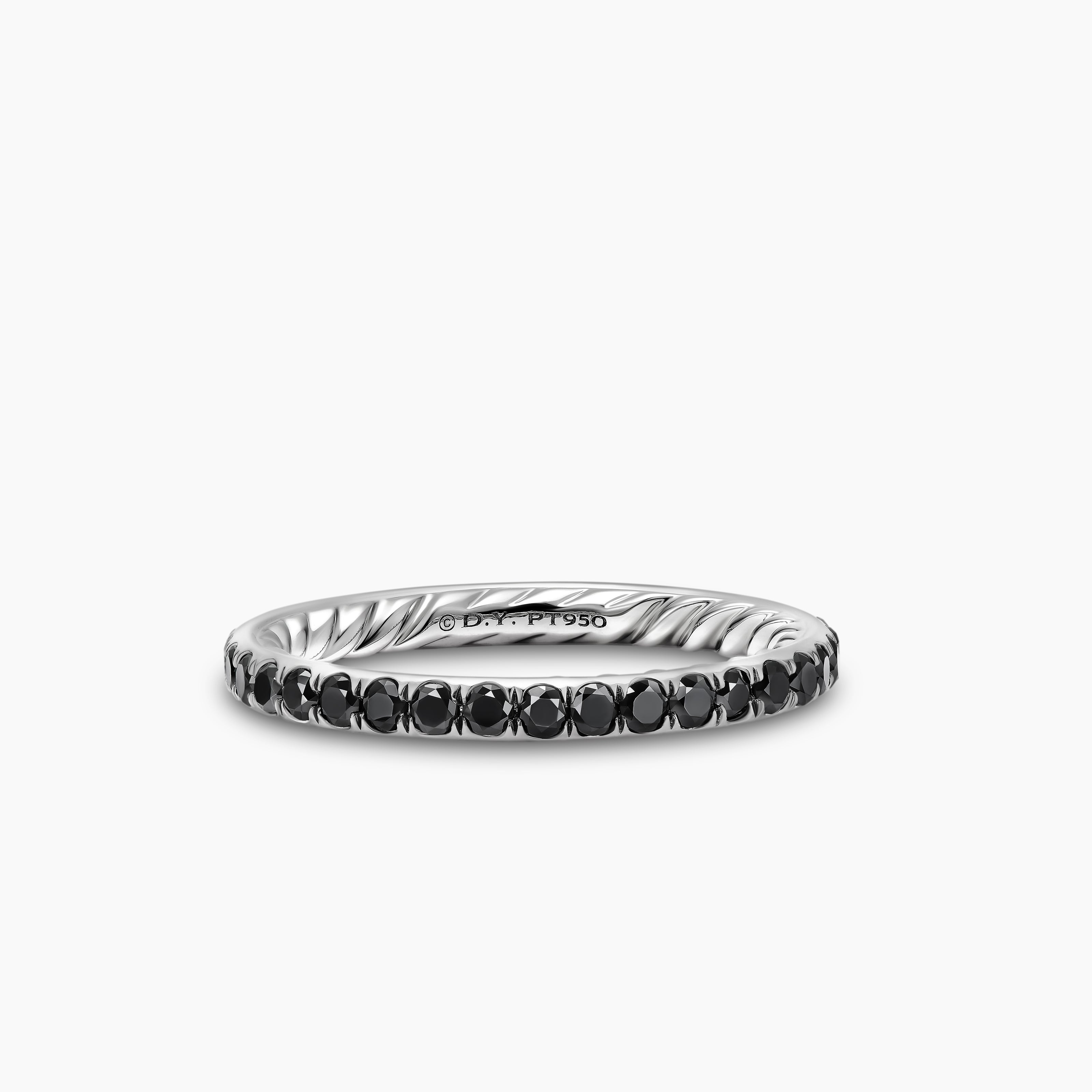 Womens DY Eden Band Ring in Platinum with Diamonds, 2.2mm