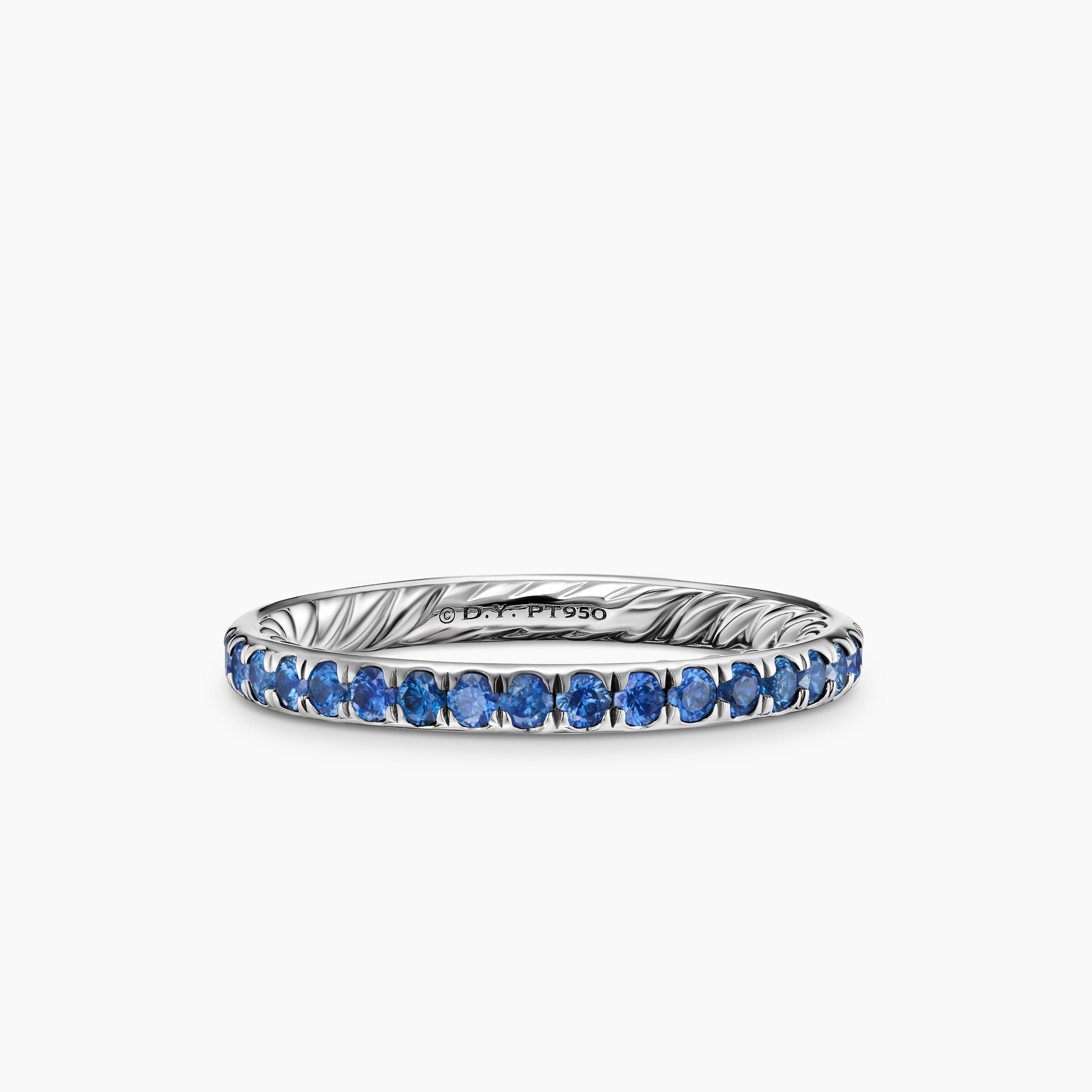 Womens DY Eden Band Ring in Platinum with Diamonds, 2.2mm