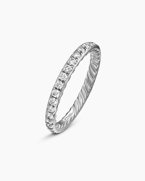 Womens DY Eden Band Ring in Platinum with Diamonds, 2.2mm
