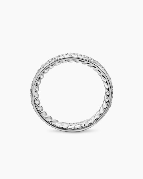 Womens DY Eden Band Ring in Platinum with Diamonds, 2.2mm