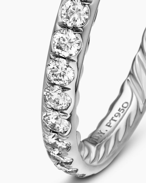 Womens DY Eden Band Ring in Platinum with Diamonds, 2.2mm