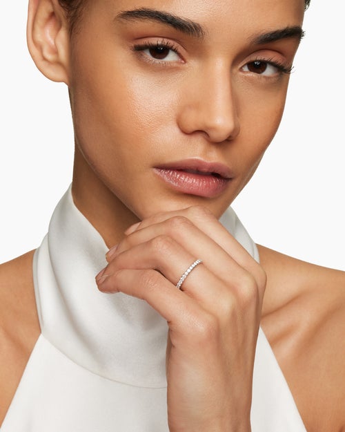 Womens DY Eden Band Ring in Platinum with Diamonds, 2.2mm