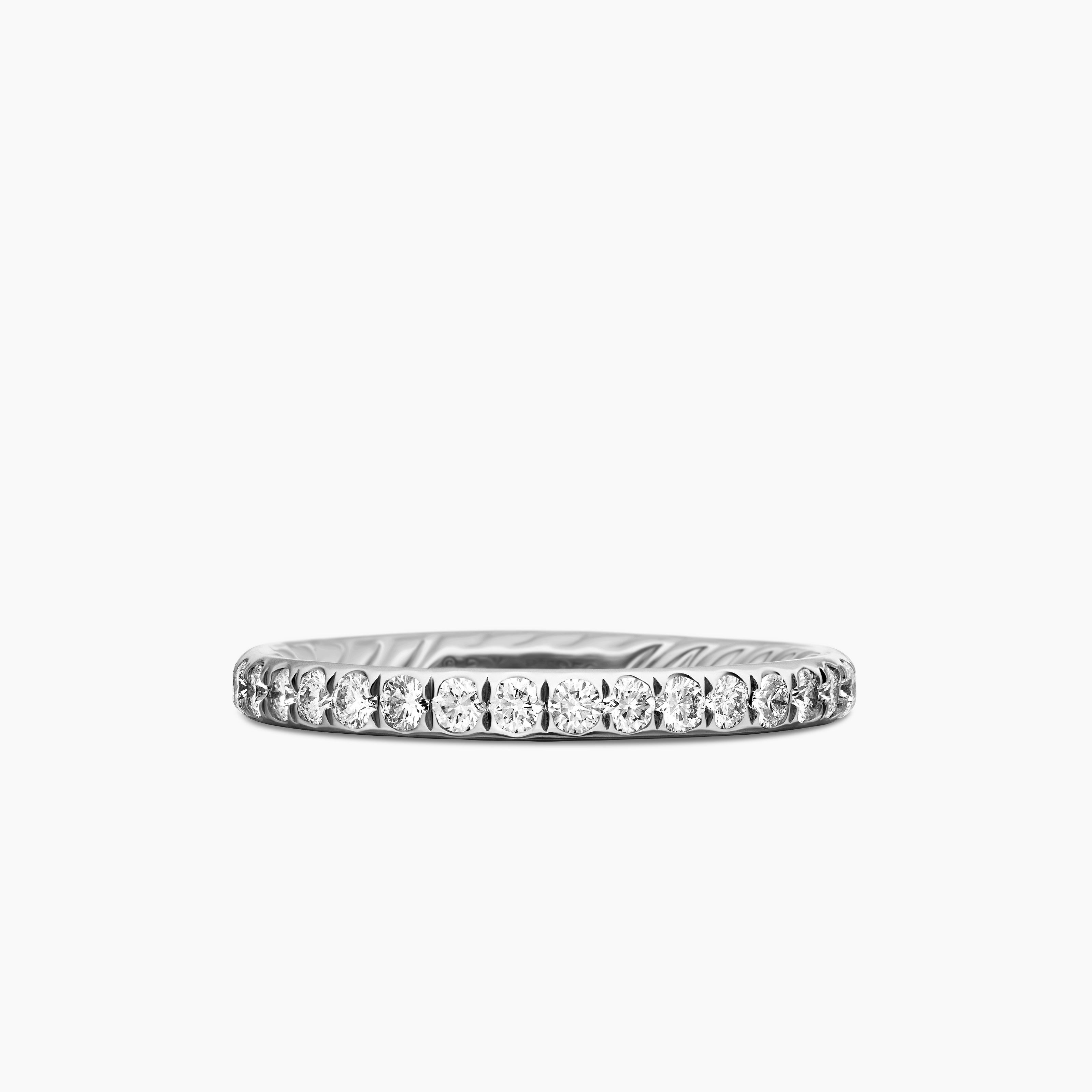 Womens DY Eden Band Ring in Platinum with Diamonds, 2.2mm