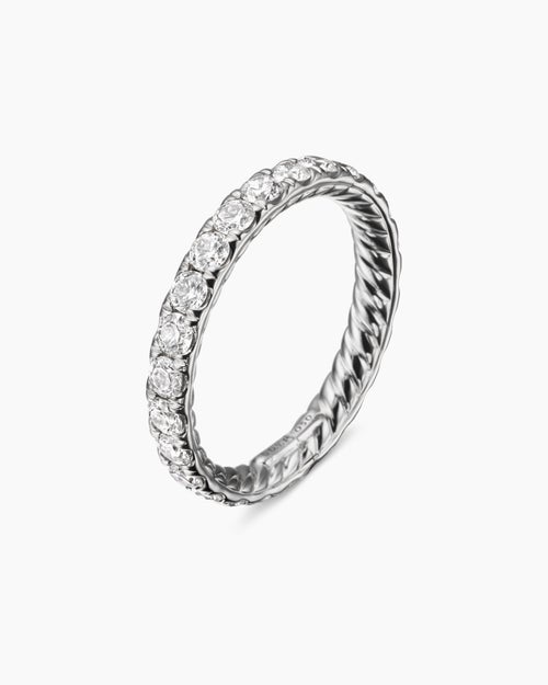 Womens DY Eden Band Ring in Platinum with Diamonds, 2.8mm
