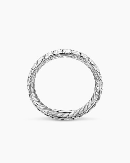 Womens DY Eden Band Ring in Platinum with Diamonds, 2.8mm