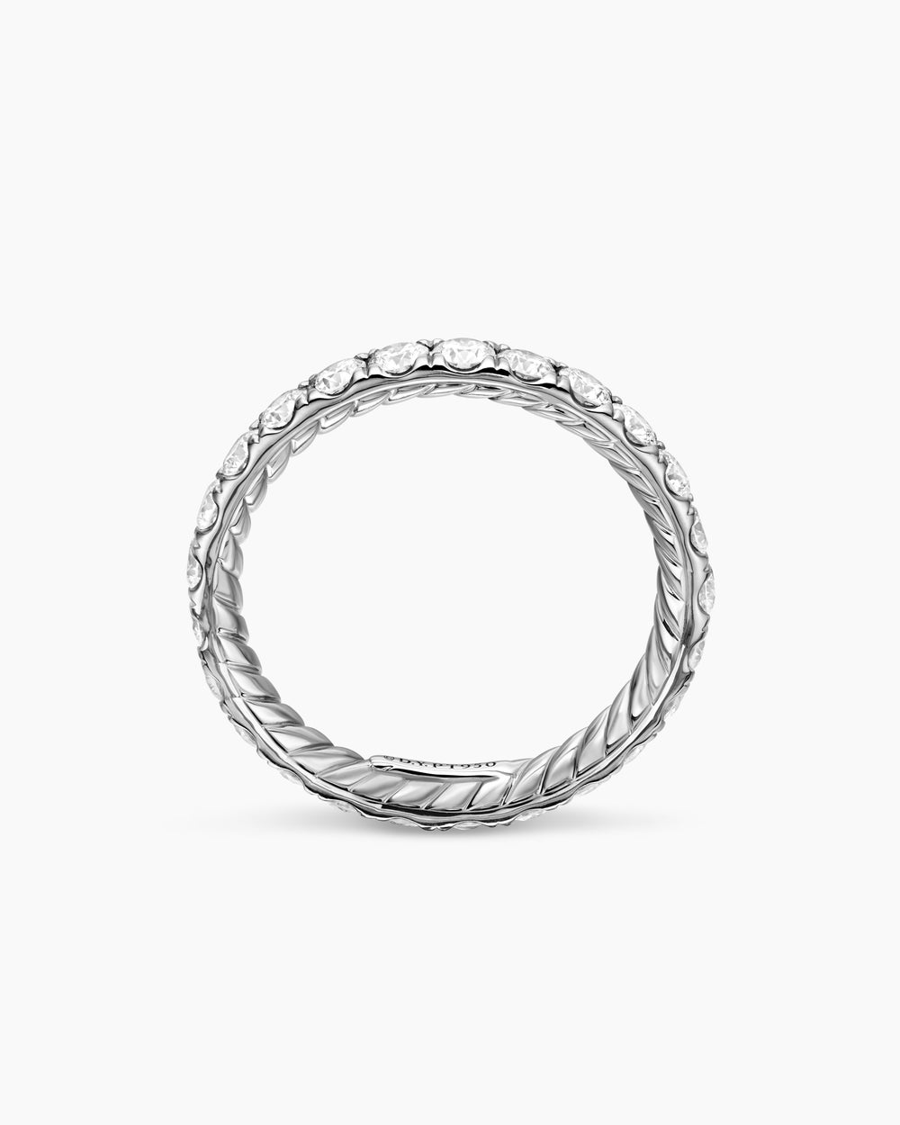 Womens DY Eden Band Ring in Platinum with Diamonds, 2.8mm
