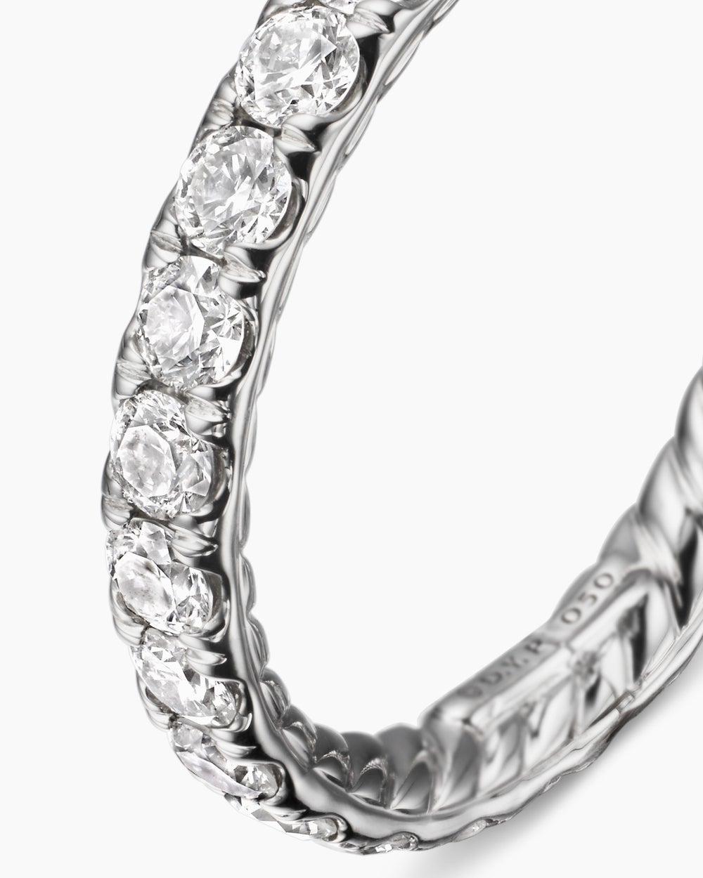 Womens DY Eden Band Ring in Platinum with Diamonds, 2.8mm