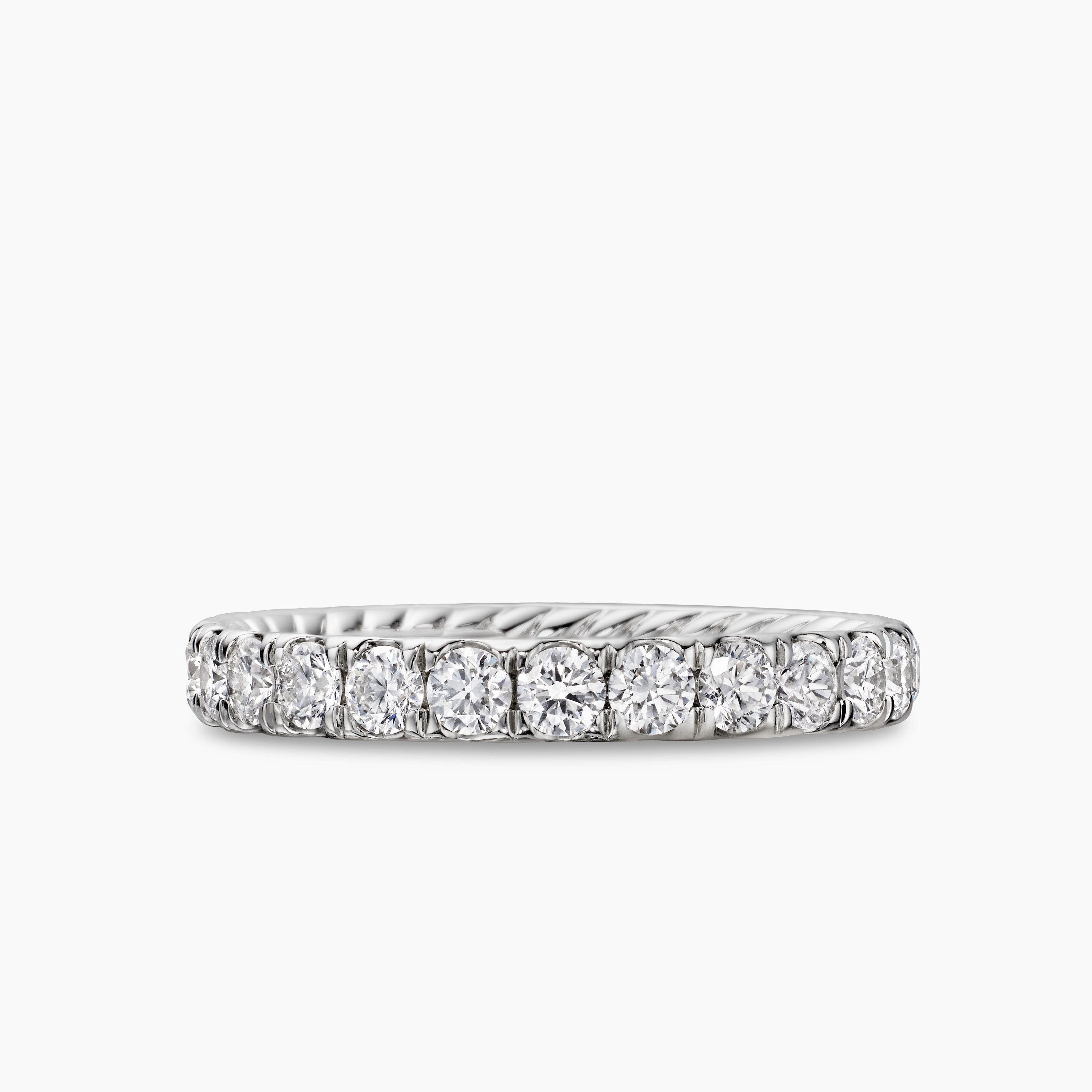 Womens DY Eden Band Ring in Platinum with Diamonds, 2.8mm