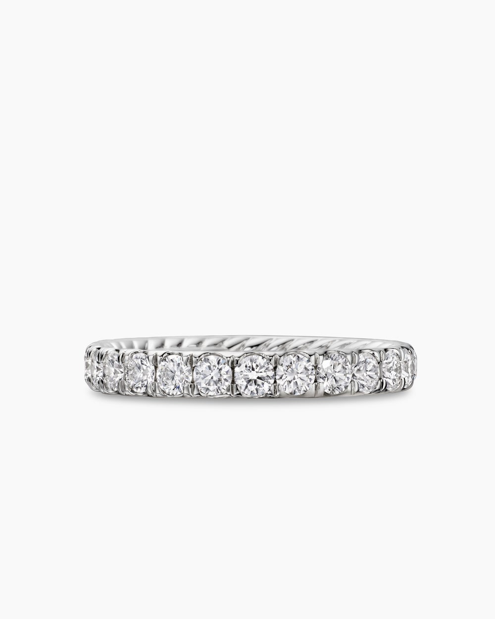 Womens DY Eden Band Ring in Platinum with Diamonds, 2.8mm