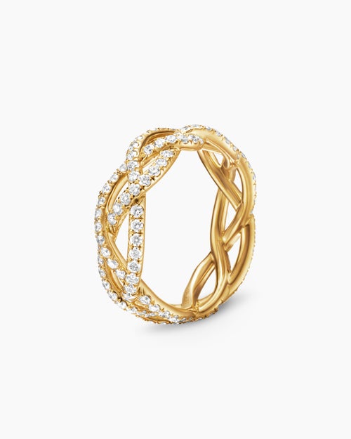 Womens Wisteria® Band Ring in 18K Yellow Gold with Diamonds, 7.3mm