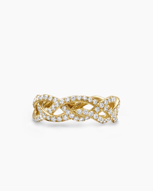 Womens Wisteria® Band Ring in 18K Yellow Gold with Diamonds, 7.3mm
