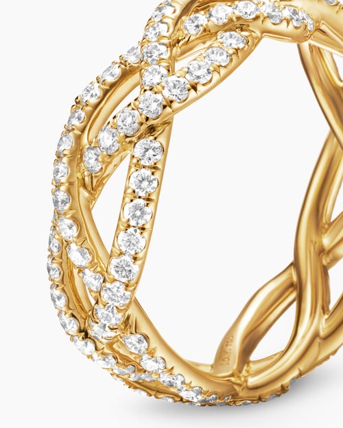 Womens Wisteria® Band Ring in 18K Yellow Gold with Diamonds, 7.3mm