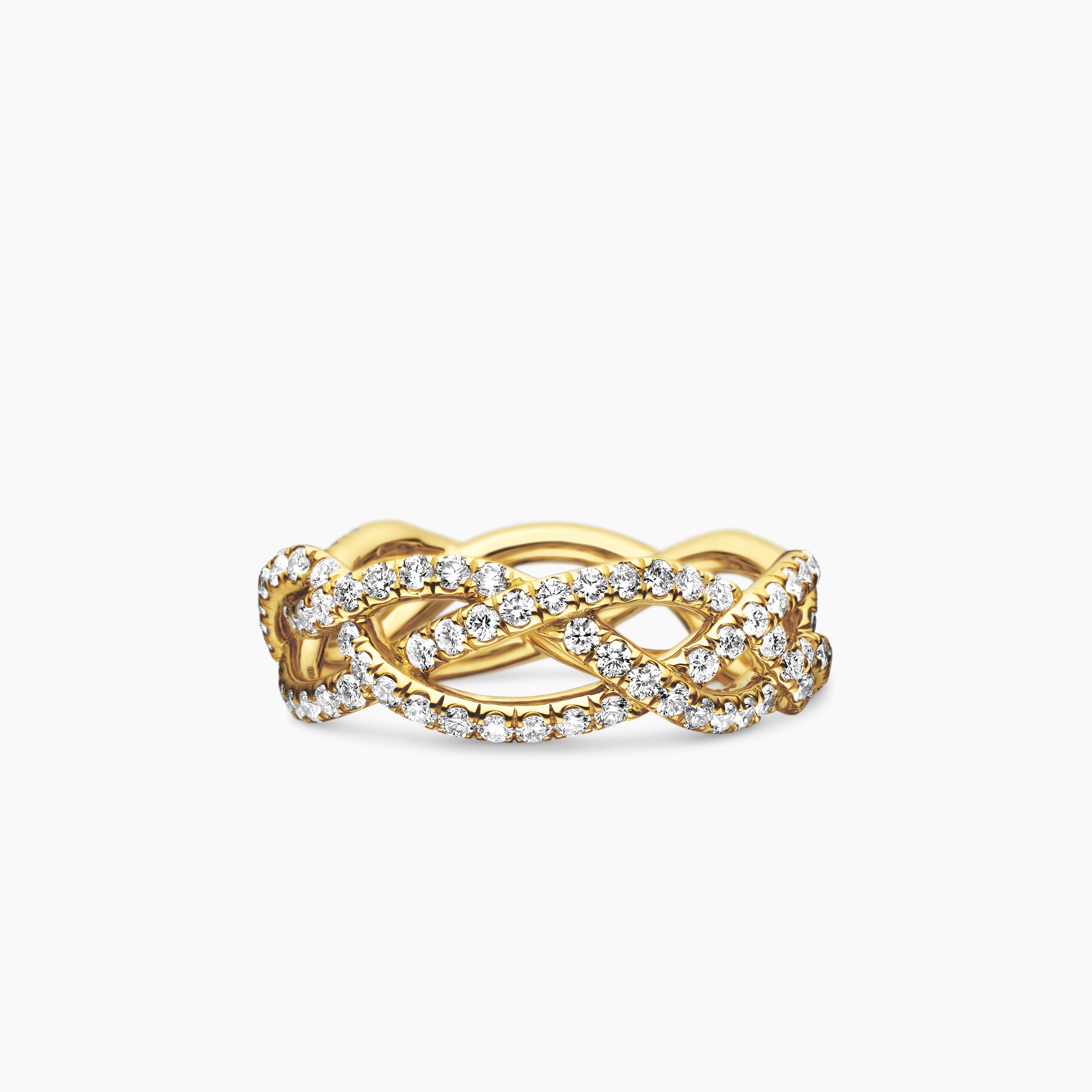 Womens Wisteria&reg; Band Ring in 18K Yellow Gold with Diamonds, 7.3mm
