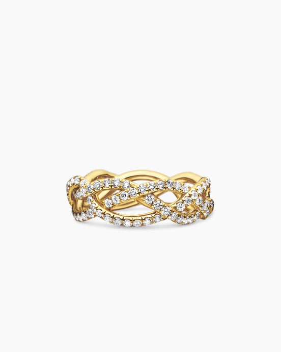 Wisteria Band Ring in 18K Yellow Gold with Diamonds, 7.3mm