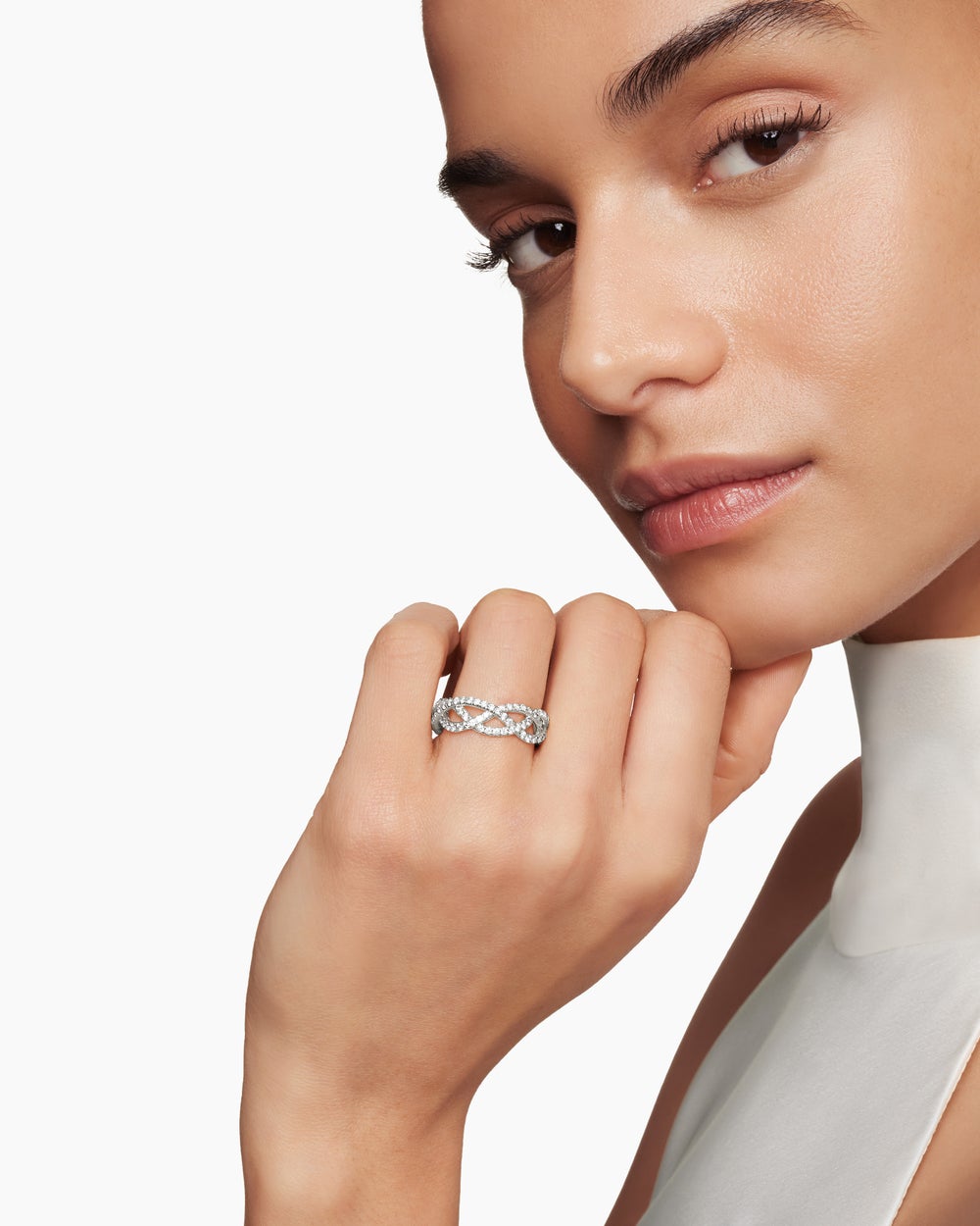 Anneau Wisteria® en platine avec diamants, 7,3 mm femmes