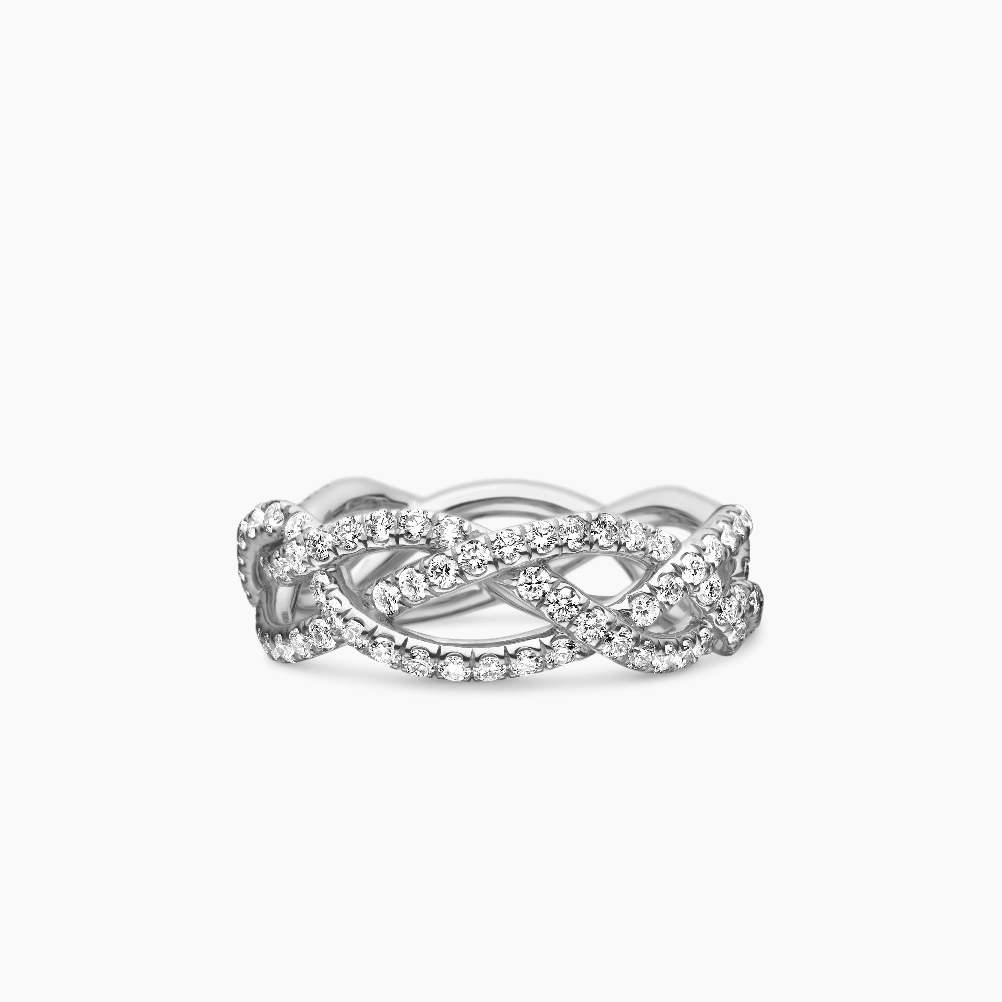 Womens Wisteria Band Ring in Platinum with Diamonds, 7.3mm