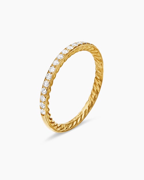 Womens DY Eden Partway Band Ring in 18K Yellow Gold with Diamonds, 1.85mm