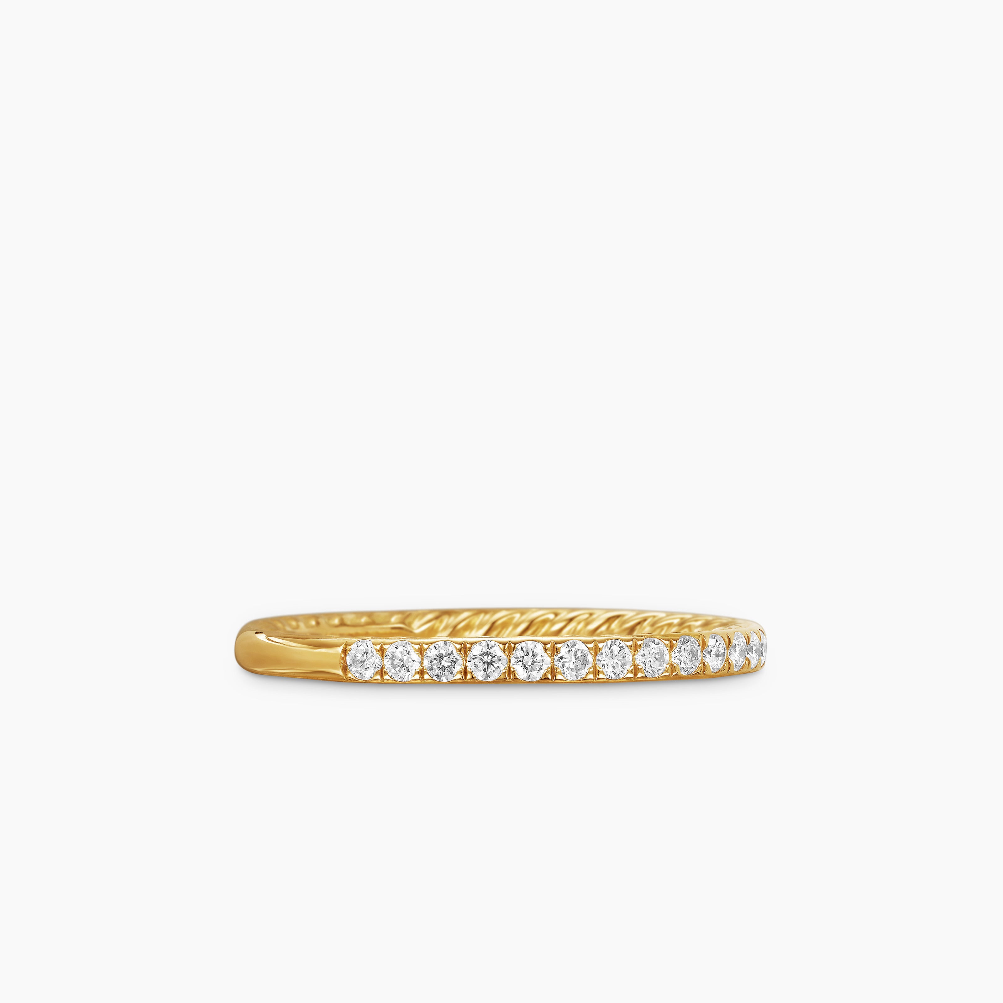 Womens DY Eden Partway Band Ring in 18K Yellow Gold with Diamonds, 1.85mm