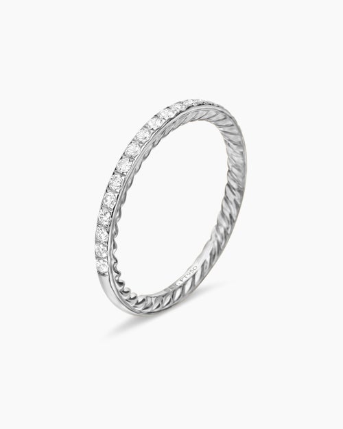 Womens DY Eden Partway Band Ring in Platinum with Diamonds, 1.85mm