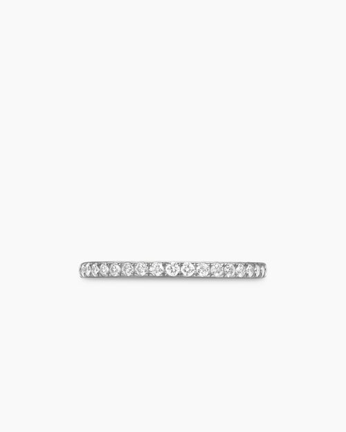 Womens DY Eden Partway Band Ring in Platinum with Diamonds, 1.85mm