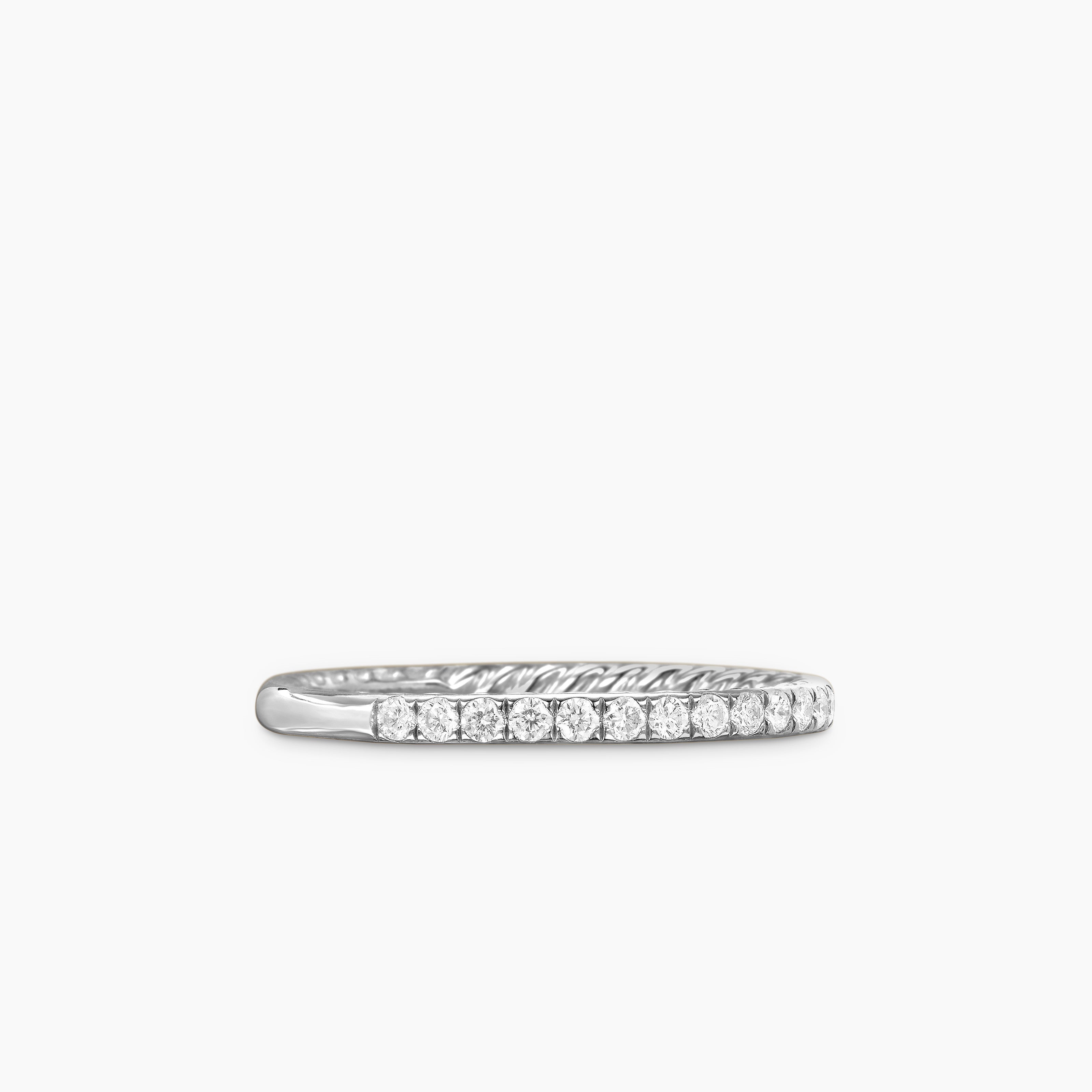 Womens DY Eden Partway Band Ring in Platinum with Diamonds, 1.85mm