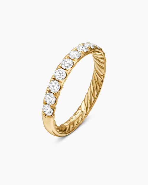 Womens DY Eden Partway Band Ring in 18K Yellow Gold with Diamonds, 2.8mm