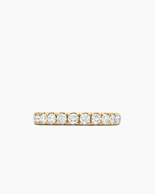 Womens DY Eden Partway Band Ring in 18K Yellow Gold with Diamonds, 2.8mm