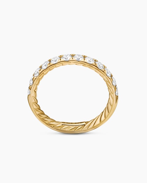 Womens DY Eden Partway Band Ring in 18K Yellow Gold with Diamonds, 2.8mm