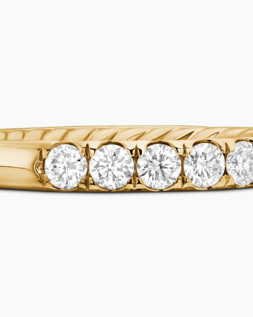 Womens DY Eden Partway Band Ring in 18K Yellow Gold with Diamonds, 2.8mm