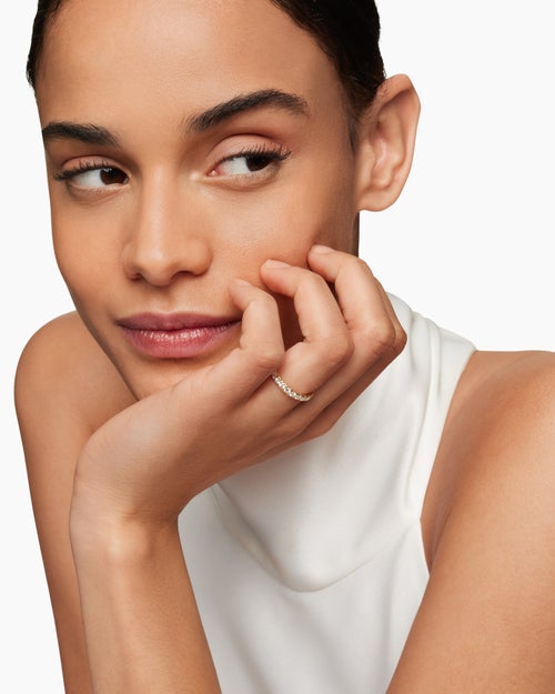 Womens DY Eden Partway Band Ring in 18K Yellow Gold with Diamonds, 2.8mm