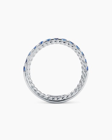 DY Eden Partway Band Ring in Platinum with Blue Sapphires, 2.8mm