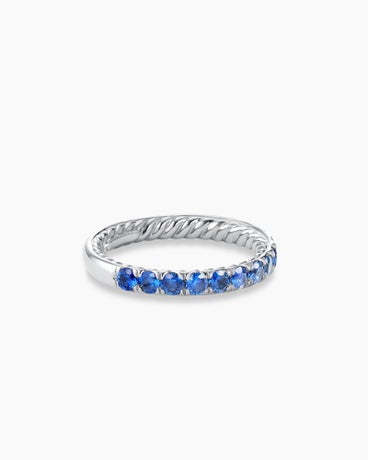 DY Eden Partway Band Ring in Platinum with Blue Sapphires, 2.8mm