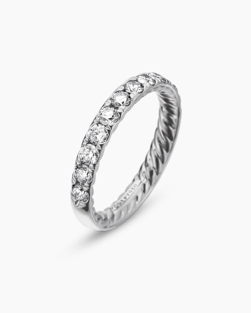 Womens DY Eden Partway Band Ring in Platinum with Diamonds, 2.8mm