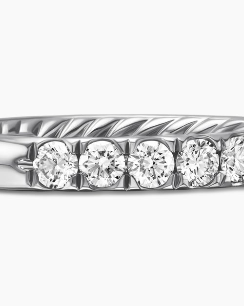 Womens DY Eden Partway Band Ring in Platinum with Diamonds, 2.8mm
