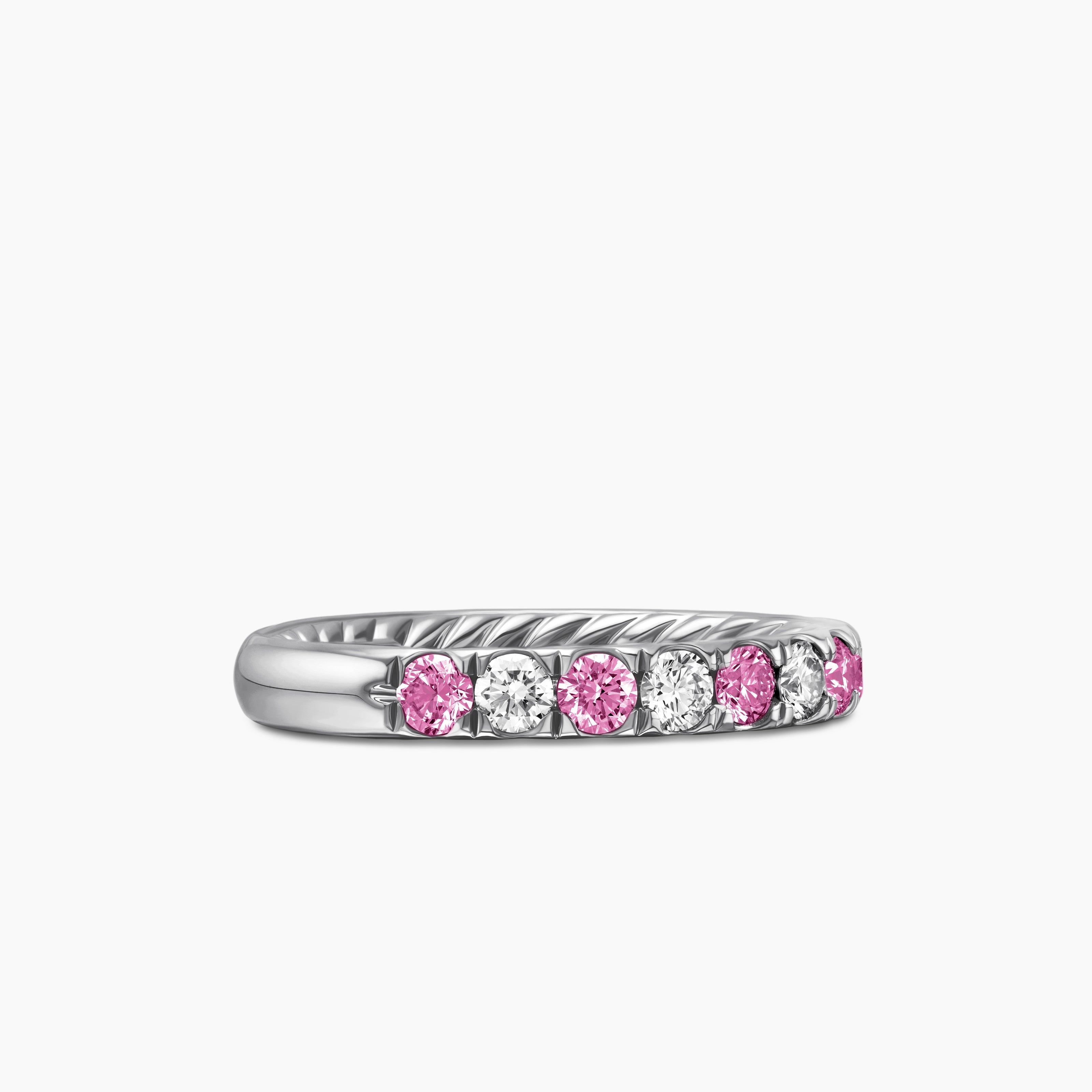 Womens DY Eden Partway Band Ring in Platinum, 2.8mm