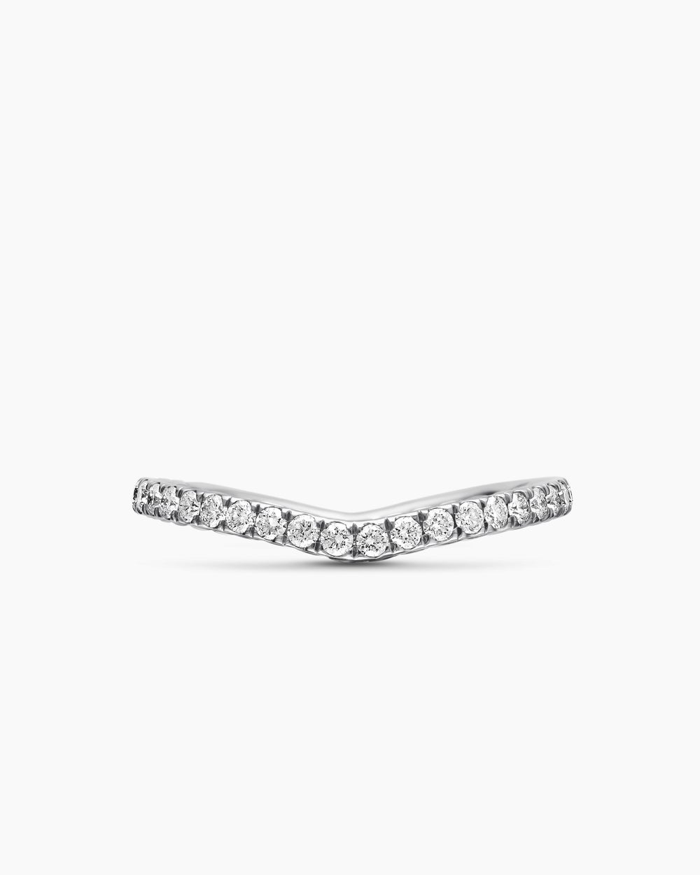 Womens DY Crossover Nesting Band Ring in Platinum with Pavé, 1.9mm