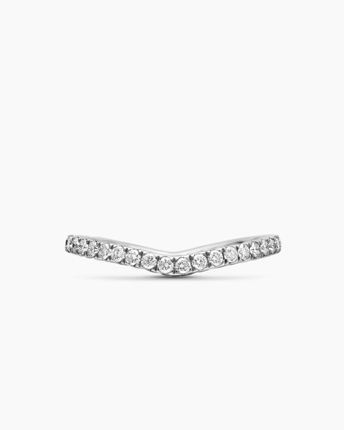 Womens DY Crossover Nesting Band Ring in Platinum with Pavé, 1.9mm