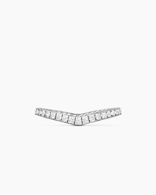 Womens DY Crossover Nesting Band Ring in Platinum with Pavé, 1.9mm