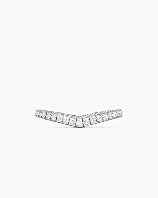Anneau imbriqué DY Crossover® en platine avec pavé de diamants, 1,9 mm