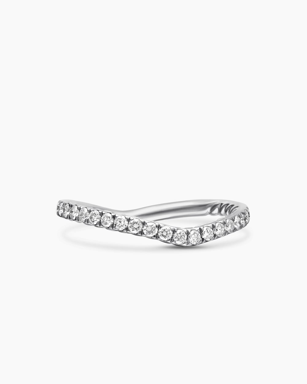 Womens DY Crossover Nesting Band Ring in Platinum with Pavé, 1.9mm
