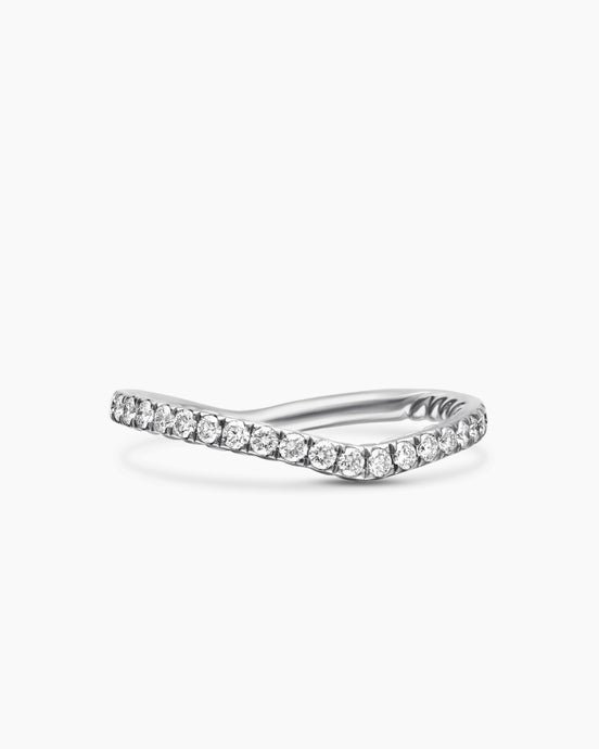 DY Crossover Nesting Band Ring in Platinum with Pavé, 1.9mm