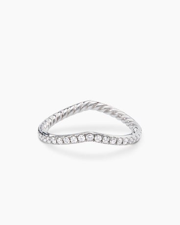 DY Crossover Nesting Band Ring in Platinum with Pavé, 1.9mm