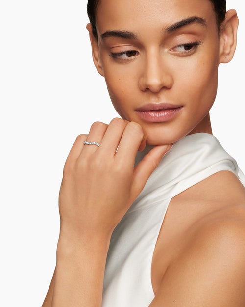 Anneau DY Eden en platine avec pavé de diamants, 2,3 mm