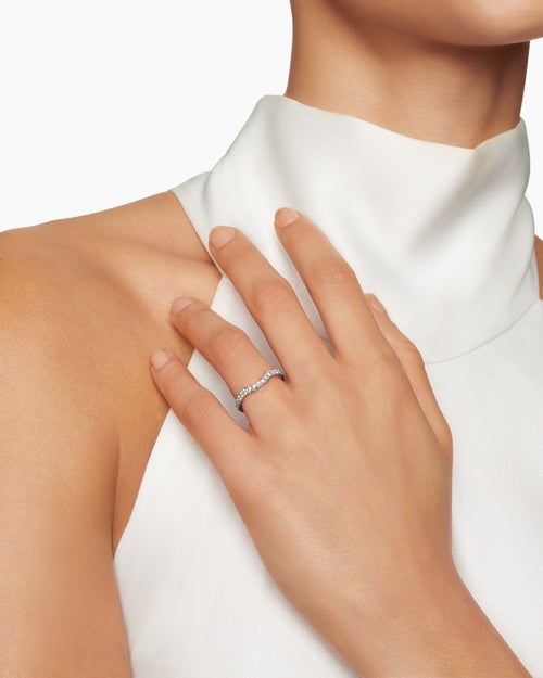 Anneau DY Eden en platine avec pavé de diamants, 2,3 mm