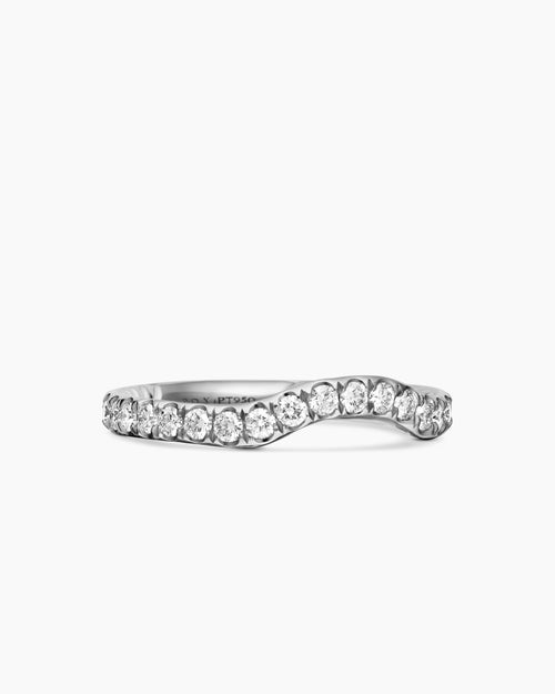 Anneau DY Eden en platine avec pavé de diamants, 2,3 mm